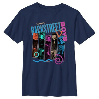 Boy's Backstreet Boys Member Photo Stripes  T-Shirt - Navy Blue - X Large | Target