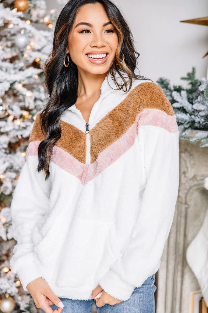 Catching The Vibes White Chevron Pullover | The Mint Julep Boutique