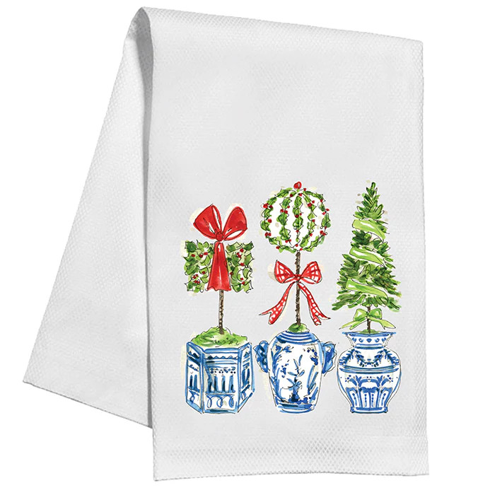 Holiday Topiary Trio Kitchen Towel | Rosanne Beck Collections