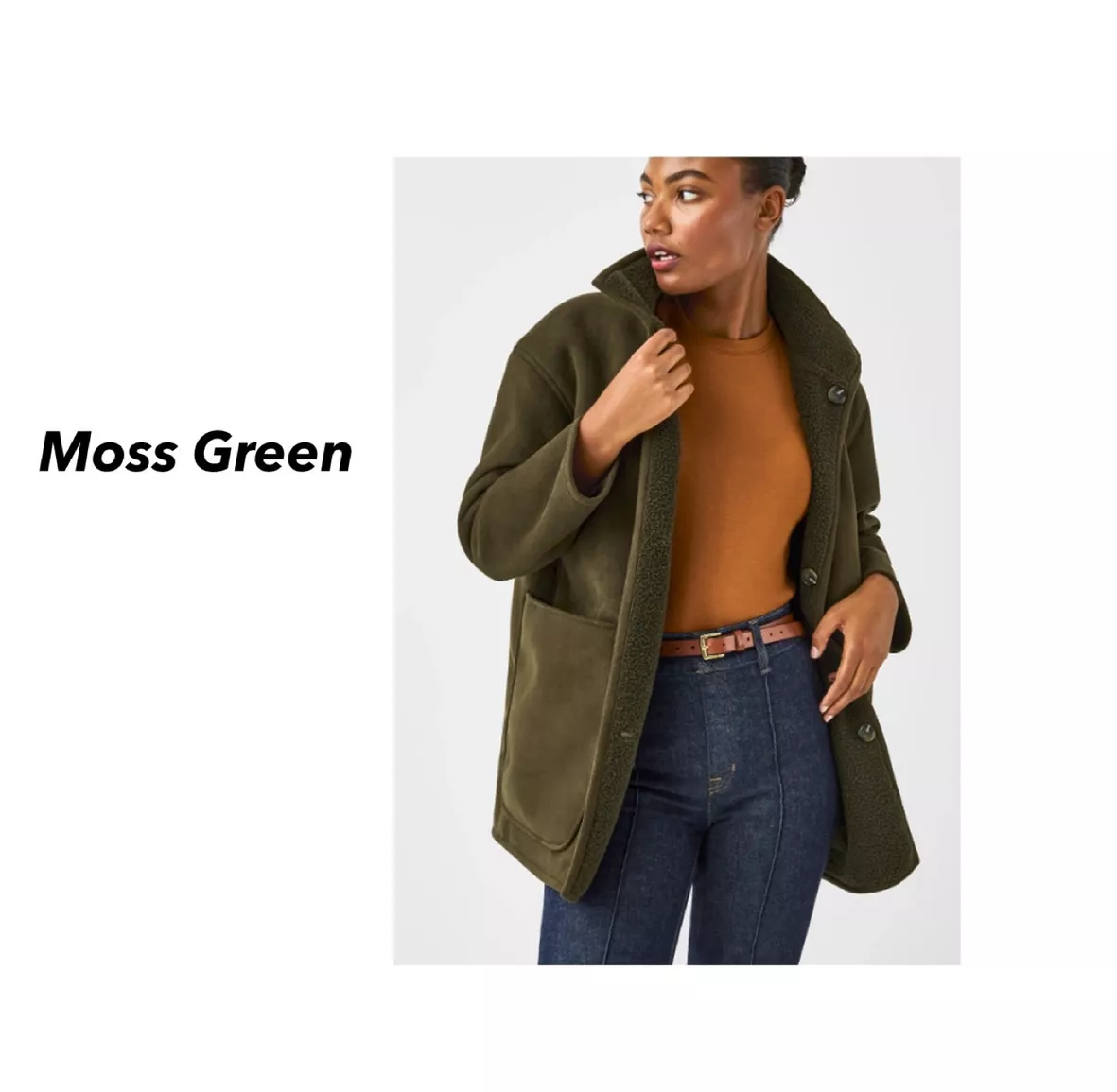Spanx Reversible Suede Sherpa Jacket Utility Green – The Blue