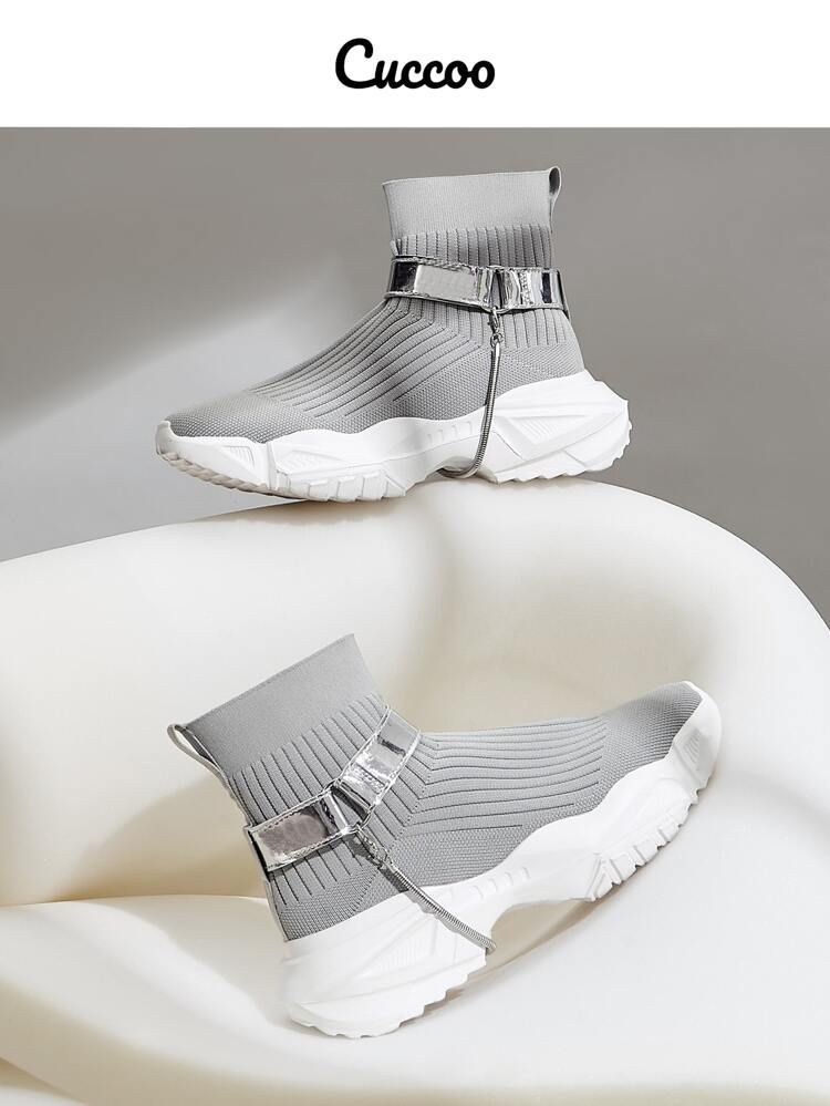 Cuccoo Minimalist High-Top Sock Sneakers | SHEIN