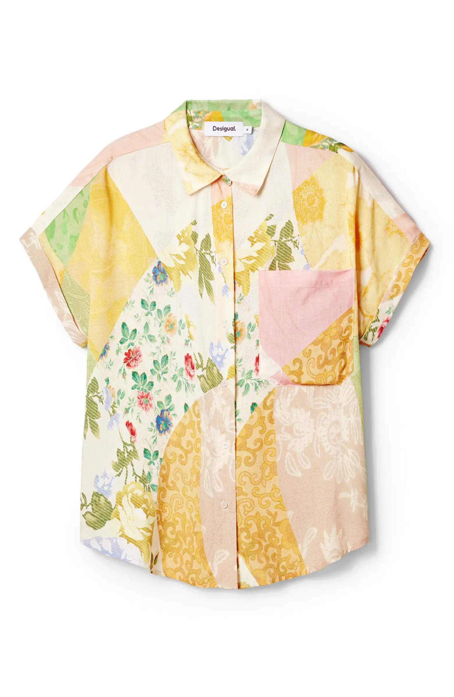 Floral Patchwork Print Short Sleeve Button-Up Shirt | Nordstrom