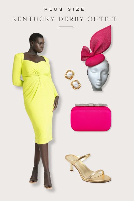 A bright and structural Kentucky derby outfit look. Citron and pink without any pattern or floral. 

#LTKplussize #LTKSeasonal #LTKover40