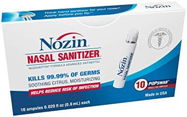 Nozin® Nasal Sanitizer® Antiseptic Popswab® Ampules 10ct Pack | Kills 99.99% of Germs | Alcoho... | Amazon (US)