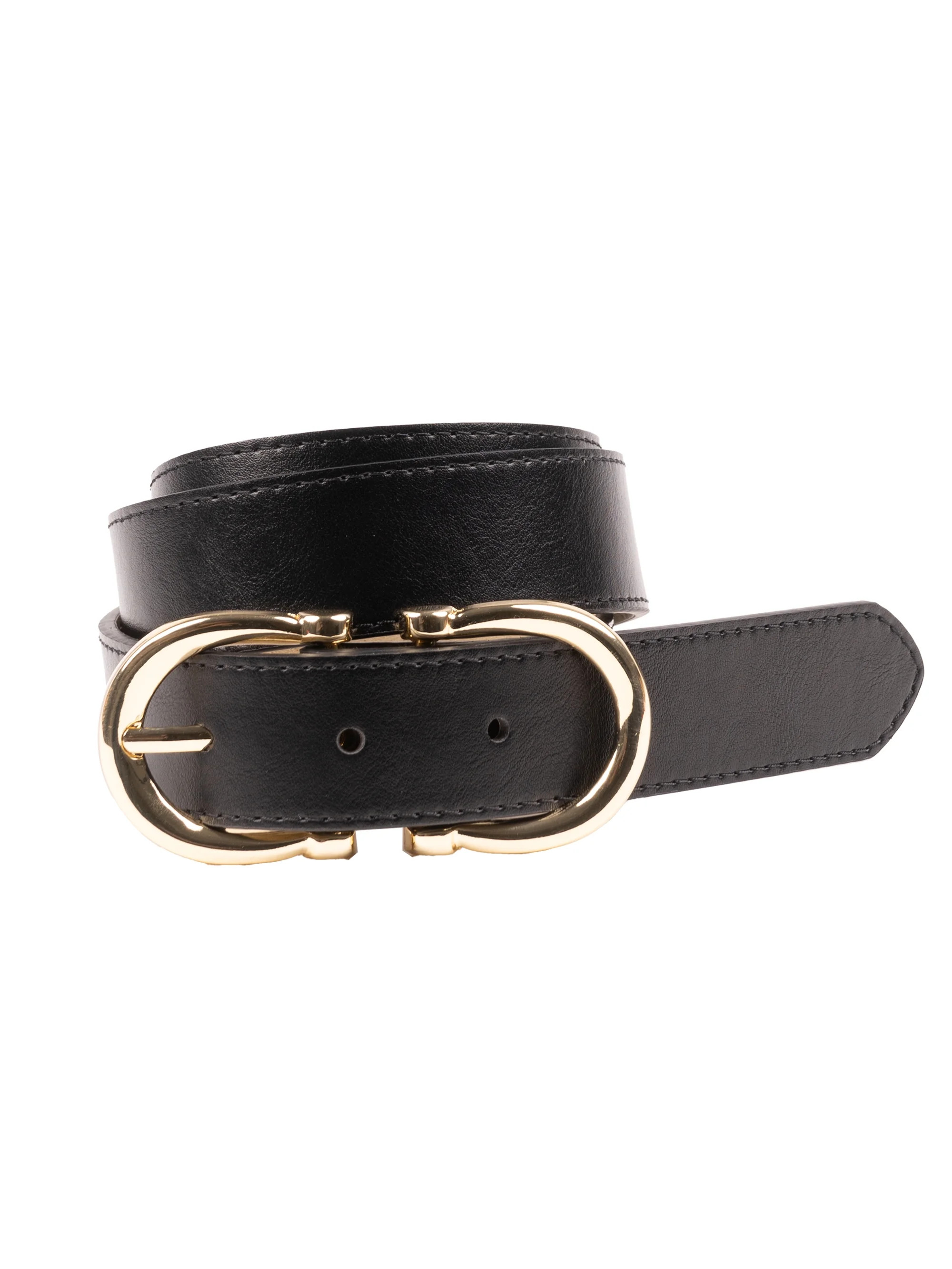 Time and Tru Women's Status Double Buckle Belt, Black | Walmart (US)