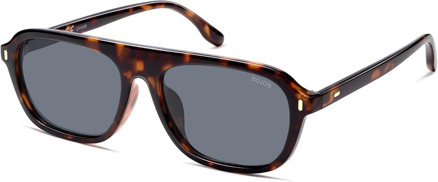 SOJOS Retro Thick Polarized Aviator Sunglasses For Women Men SJ2712 | Amazon (US)