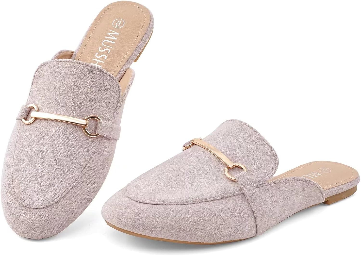 MUSSHOE Mules for Women Slip on Flats Loafers, Pointed Toe Womens Mules, Flat Loafers Shoes for Wome | Amazon (US)