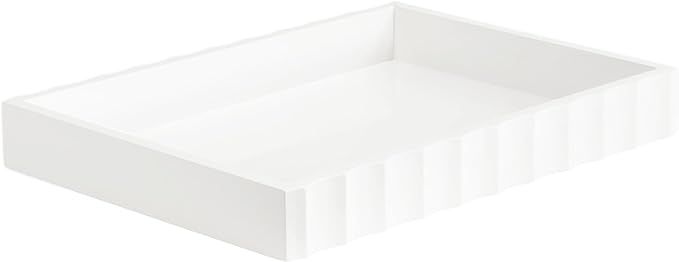 Kate and Laurel Lissi Decorative Rectangle Tray with Wavy Design, 16 x 12, White, Modern Scallope... | Amazon (US)