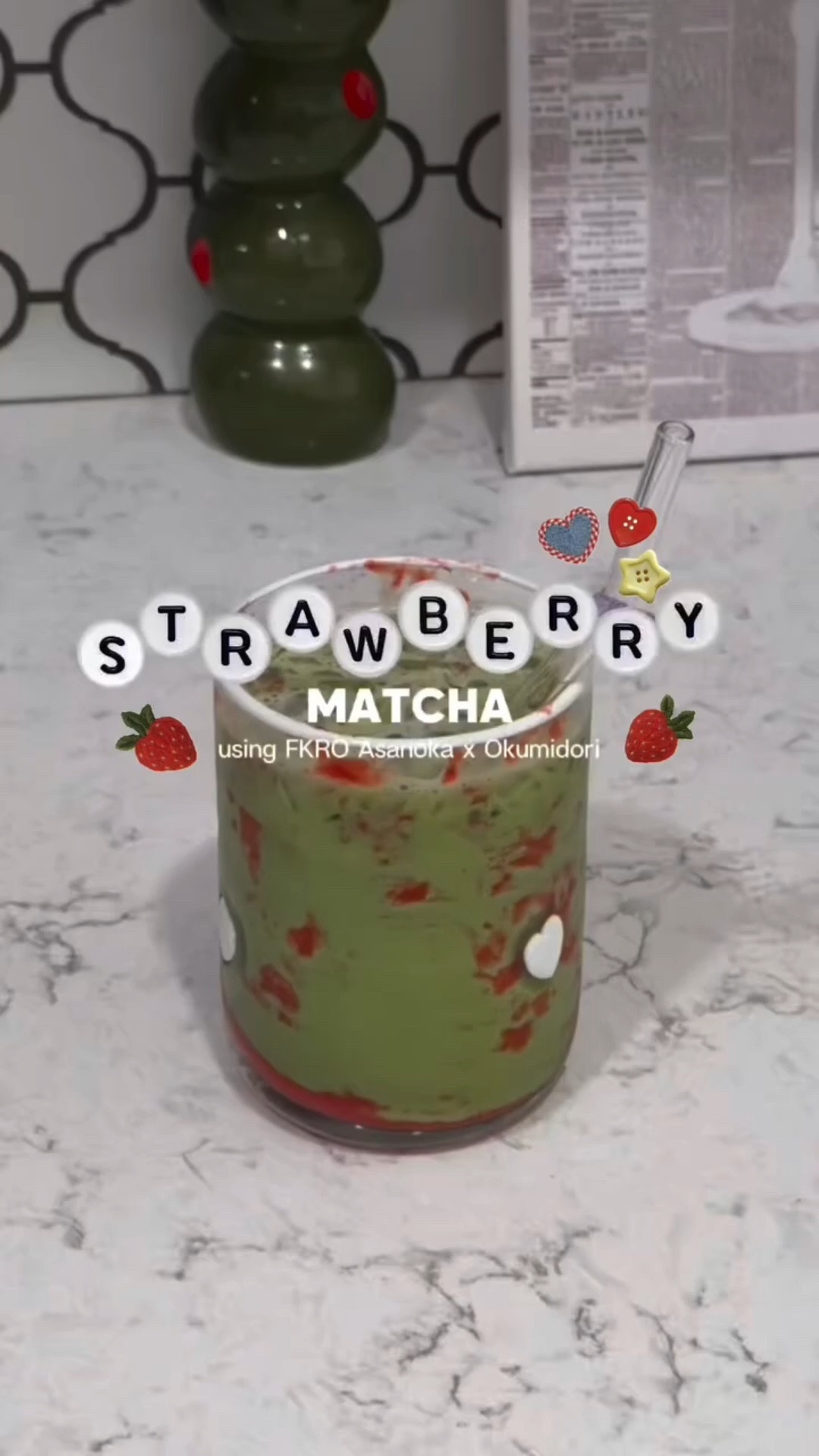Elevated at-home matcha moment 🍓🍵 Using Asanoka Okumidori from FKRO and the quality speaks for itself, silky texture, perfectly balanced umami, zero bitterness AND IT’S ON AMAZON 👀 @fkro.co @amazon 💚 #fkro #amazonfinds #matcha #affordable #recipe