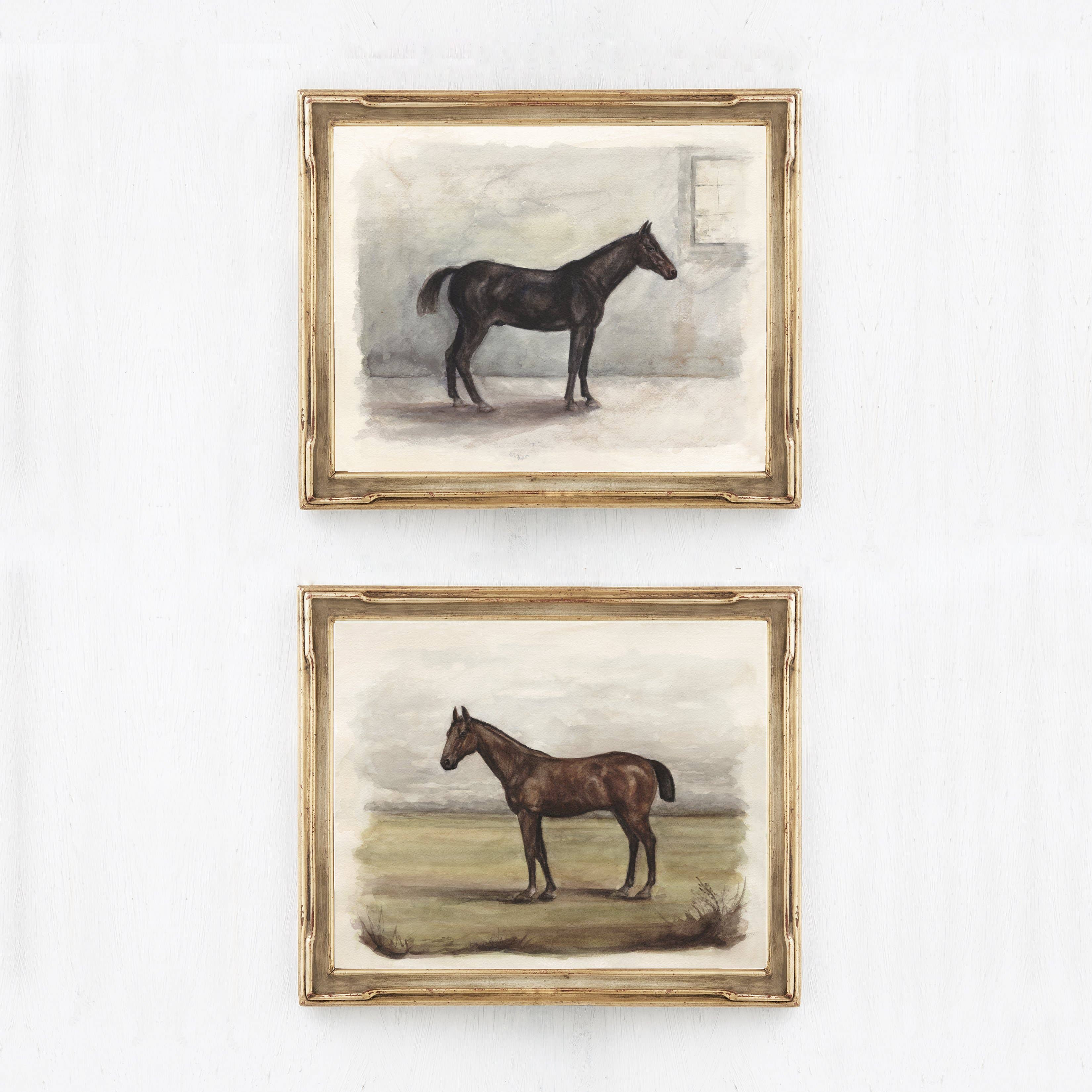 Vintage English Horses Art Print, Set of 2 | Philomena and Co.