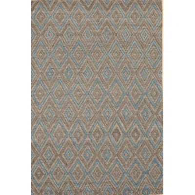 Gray Hand-Knotted Wool Viscose Diamond Within Diamond Geometric Modern Contemporary Carpet Rug | Wayfair North America