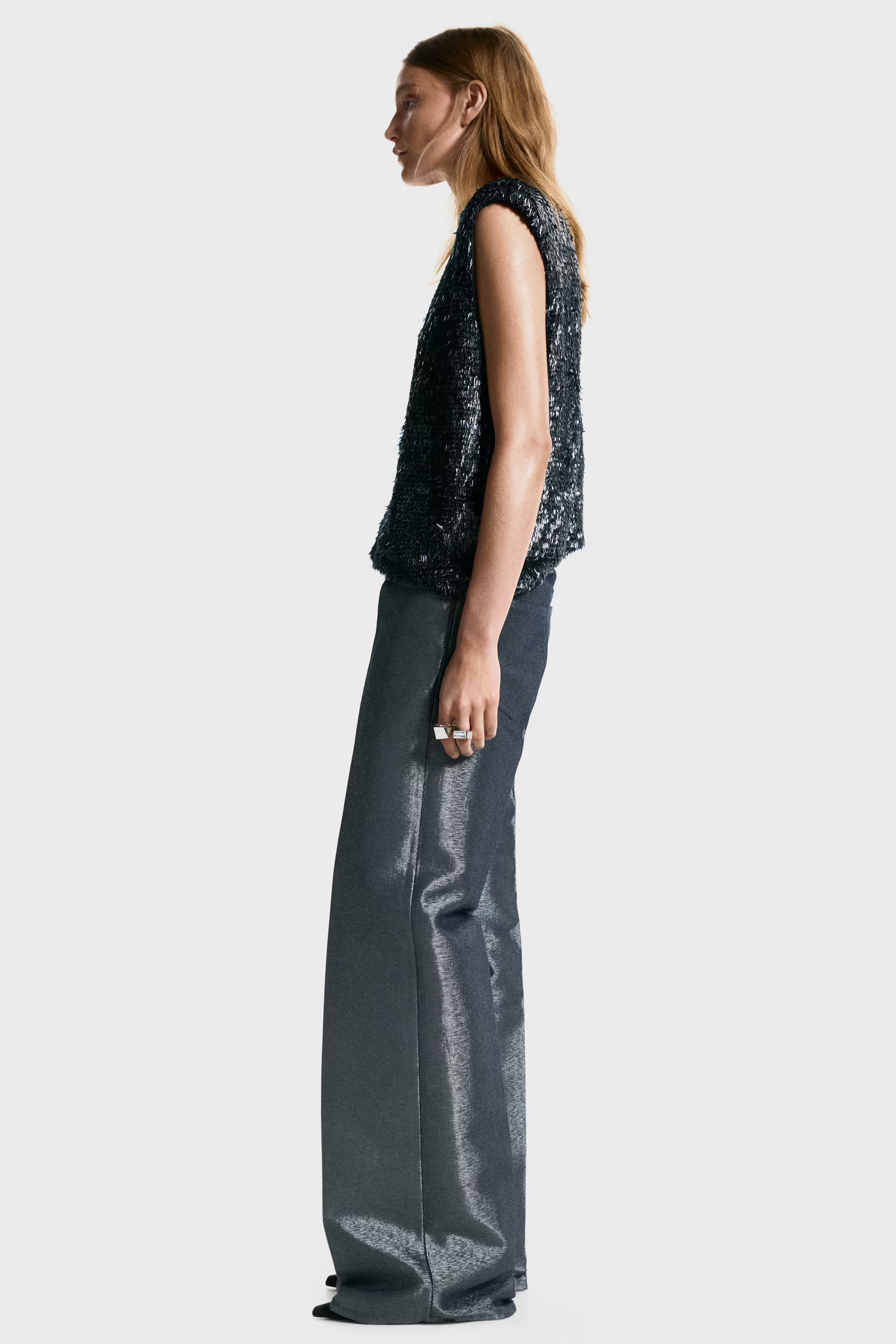 Sequined shoulder-pad top | H&M (UK, MY, IN, SG, PH, TW, HK)