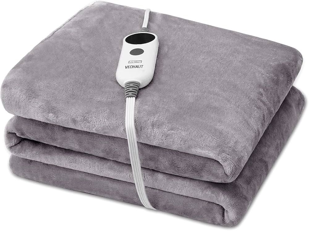 Heated Blanket Electric Throw with Double-Layer Flannel, 6 Heating Levels, 3 Hours Auto-Off, Fast... | Amazon (US)