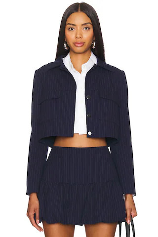Amanda Uprichard Sanders Jacket in Navy from Revolve.com | Revolve Clothing (Global)