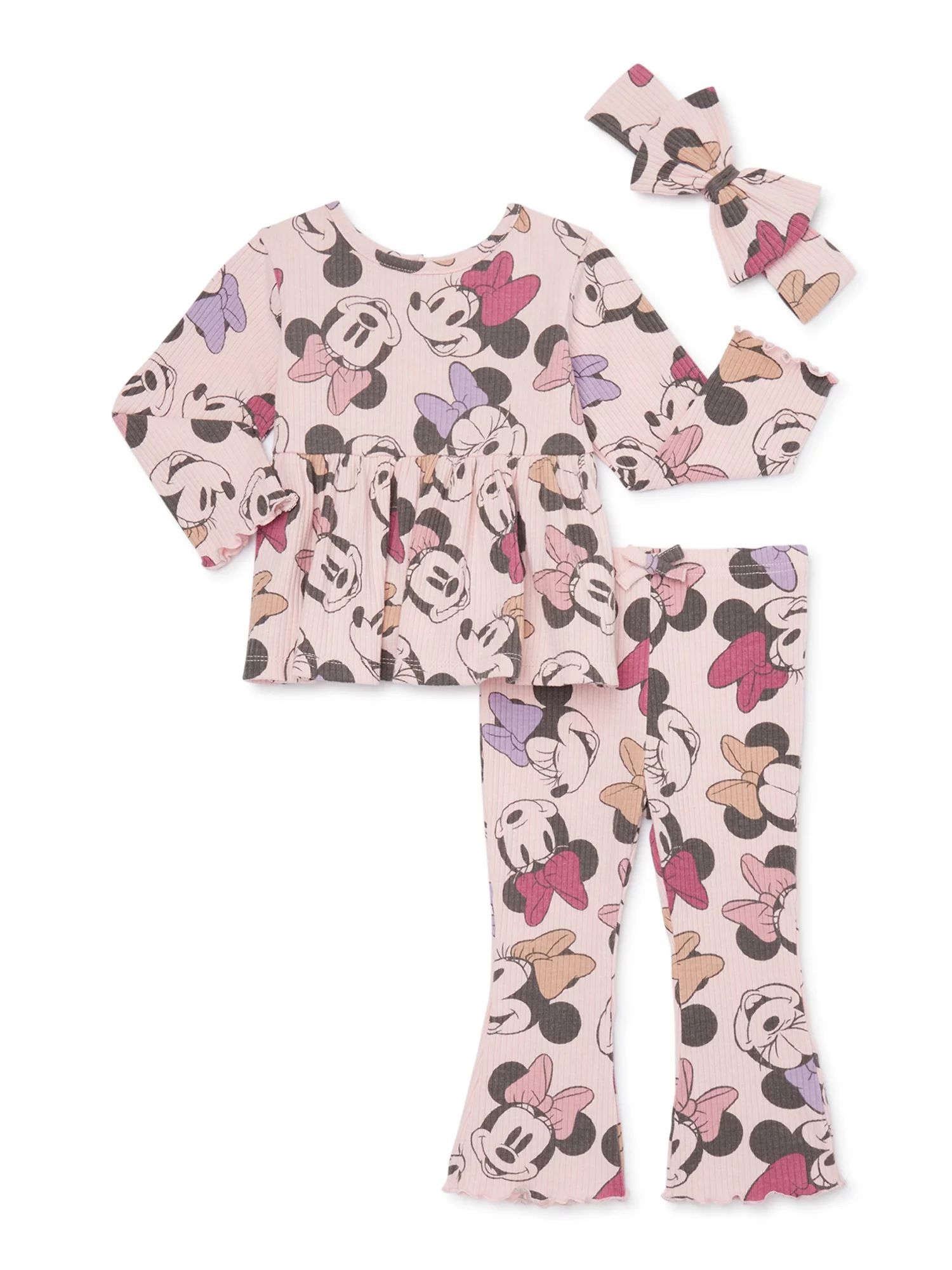 Disney Minnie Mouse Baby Girls Top, Pants and Headband, 3-Piece Set, Sizes 0/3-24 Months | Walmart (US)
