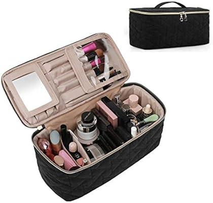 BAGSMART Makeup Bag Cosmetic Bag Large Toiletry Bag Travel Bag Case Organizer for Women, Black | Amazon (US)
