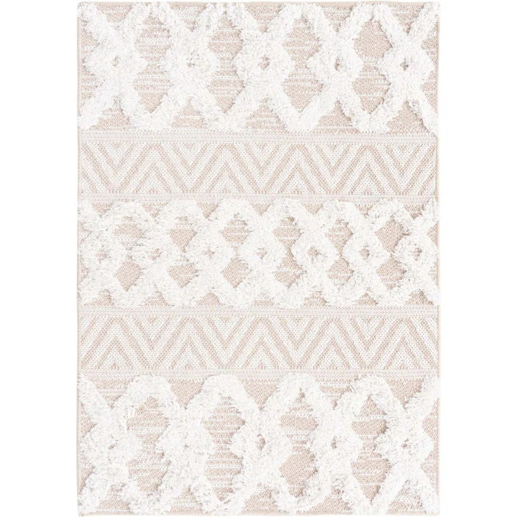 Casa Southwestern Cotton Beige Area Rug | Wayfair North America