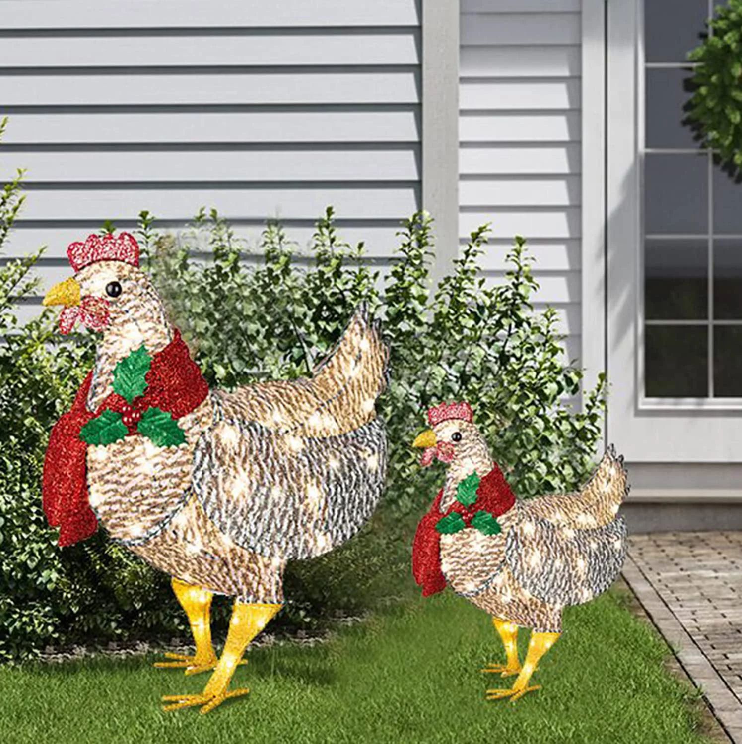 Christmas decorations for outdoor Light-Up Chicken with Scarf Holiday Decoration, LED Christmas O... | Walmart (US)