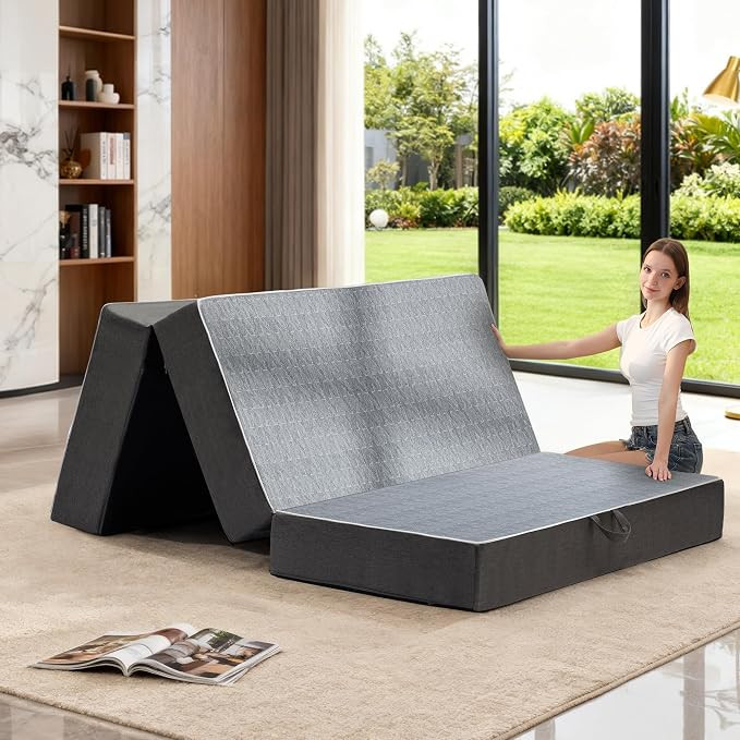 Tri Folding Mattress Full Size - 6 Inch Dual-Layer Memory Foam Foldable Mattress Portable Futon S... | Amazon (US)