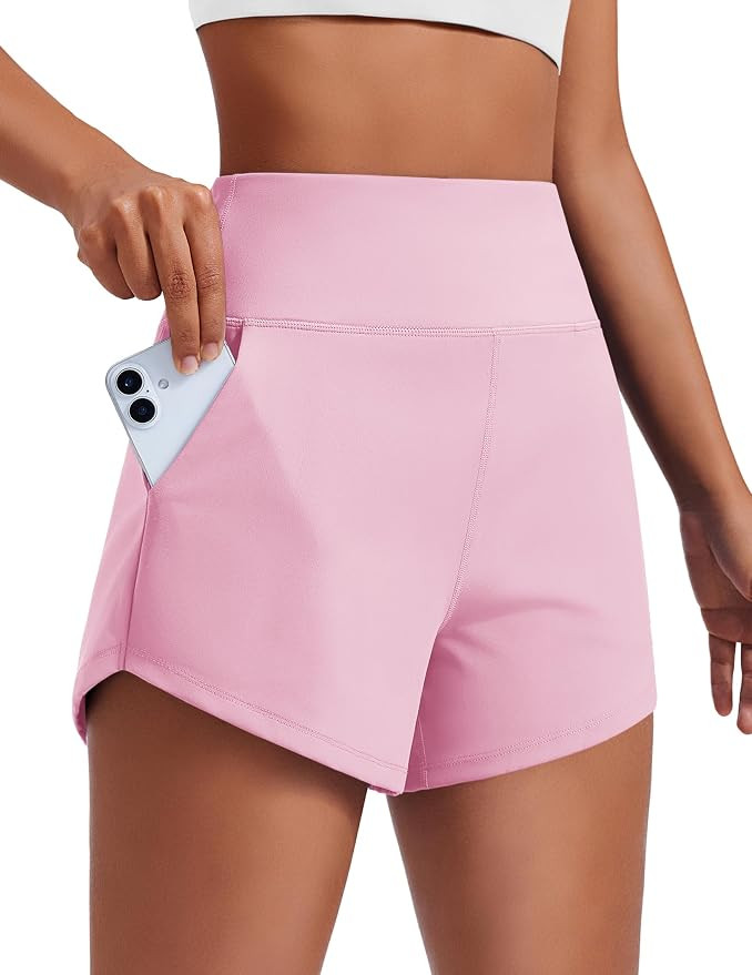 PINSPARK Women's 3.5" Running Athletic Shorts Unlined Breathable Workout Tummy Control Gym Yoga D... | Amazon (US)