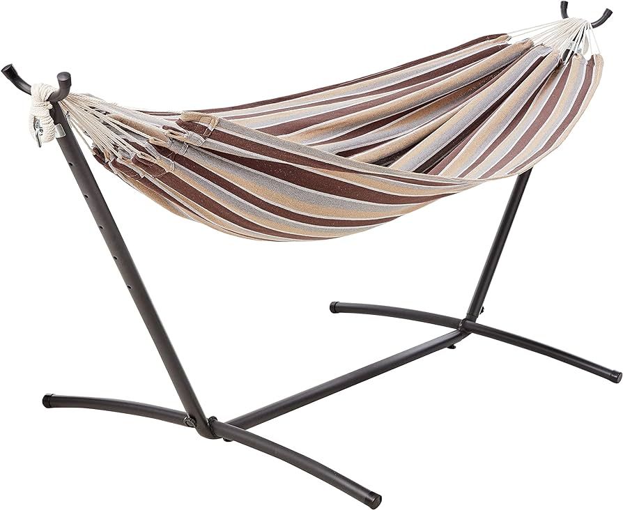 Amazon Basics Double Hammock with 9-Foot Space Saving Steel Stand and Carrying Case, 450 lb Capac... | Amazon (US)