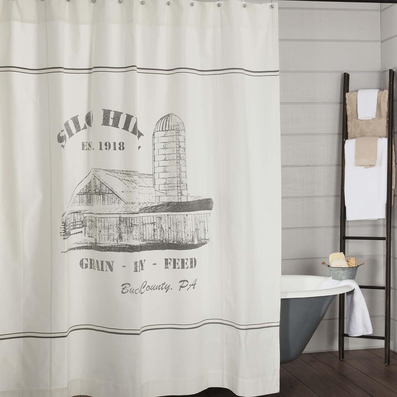 Piper Classics Silo Hill Shower Curtain, 72x72, Farmhouse Style Bathroom Décor, Printed Off Whit... | Amazon (US)