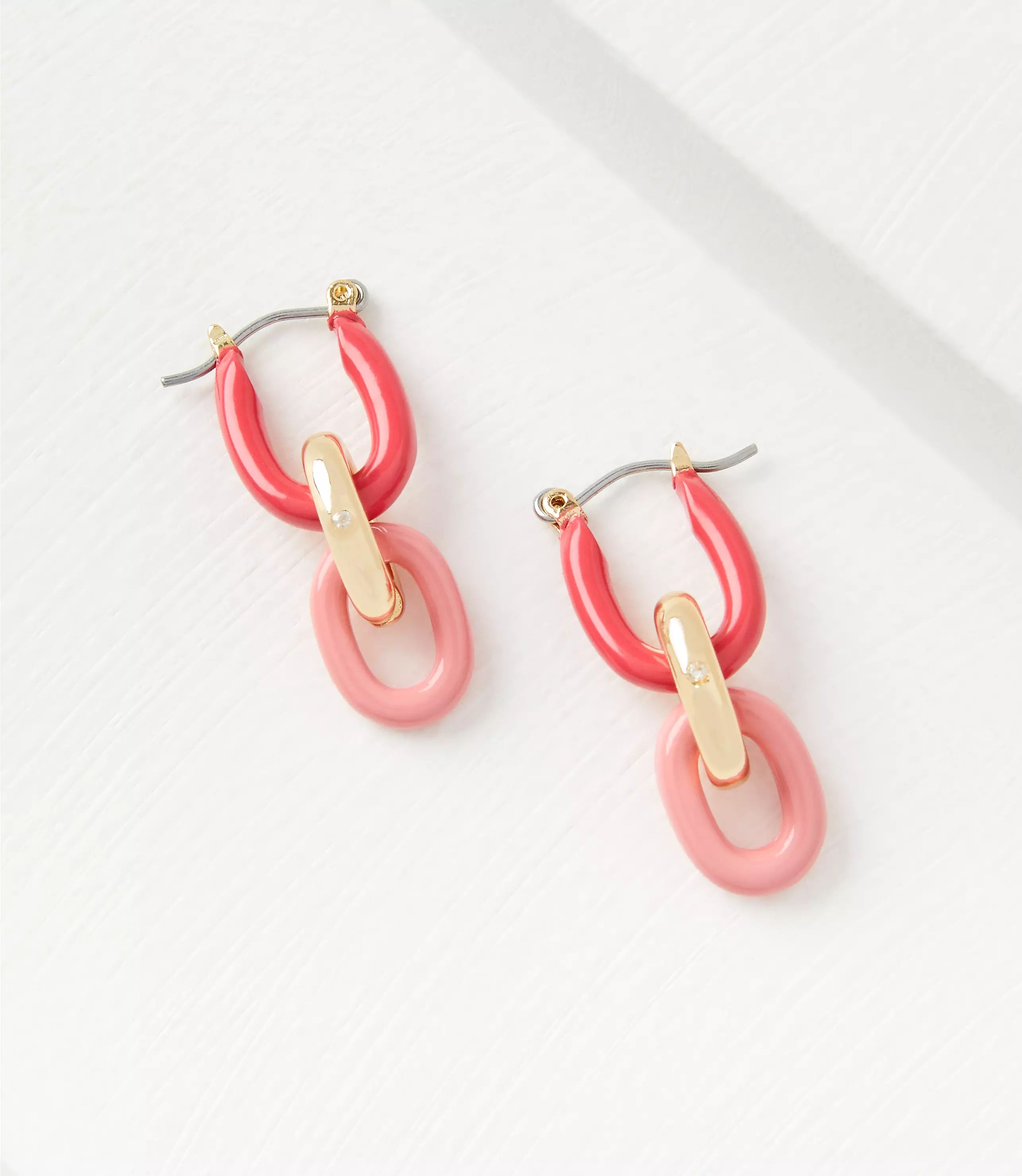 Enamel Link Drop Earrings | LOFT