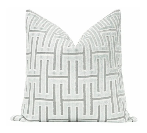 Grecian Cut Velvet // Spa Blue pillow COVER ONLY  cut velvet | Etsy | Etsy (US)