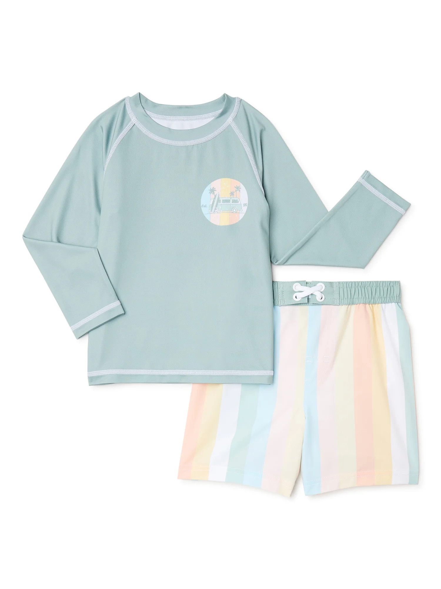 Wonder Nation Toddler Boy Long Sleeve Rashguard Swim Set, Sizes 12M-5T | Walmart (US)