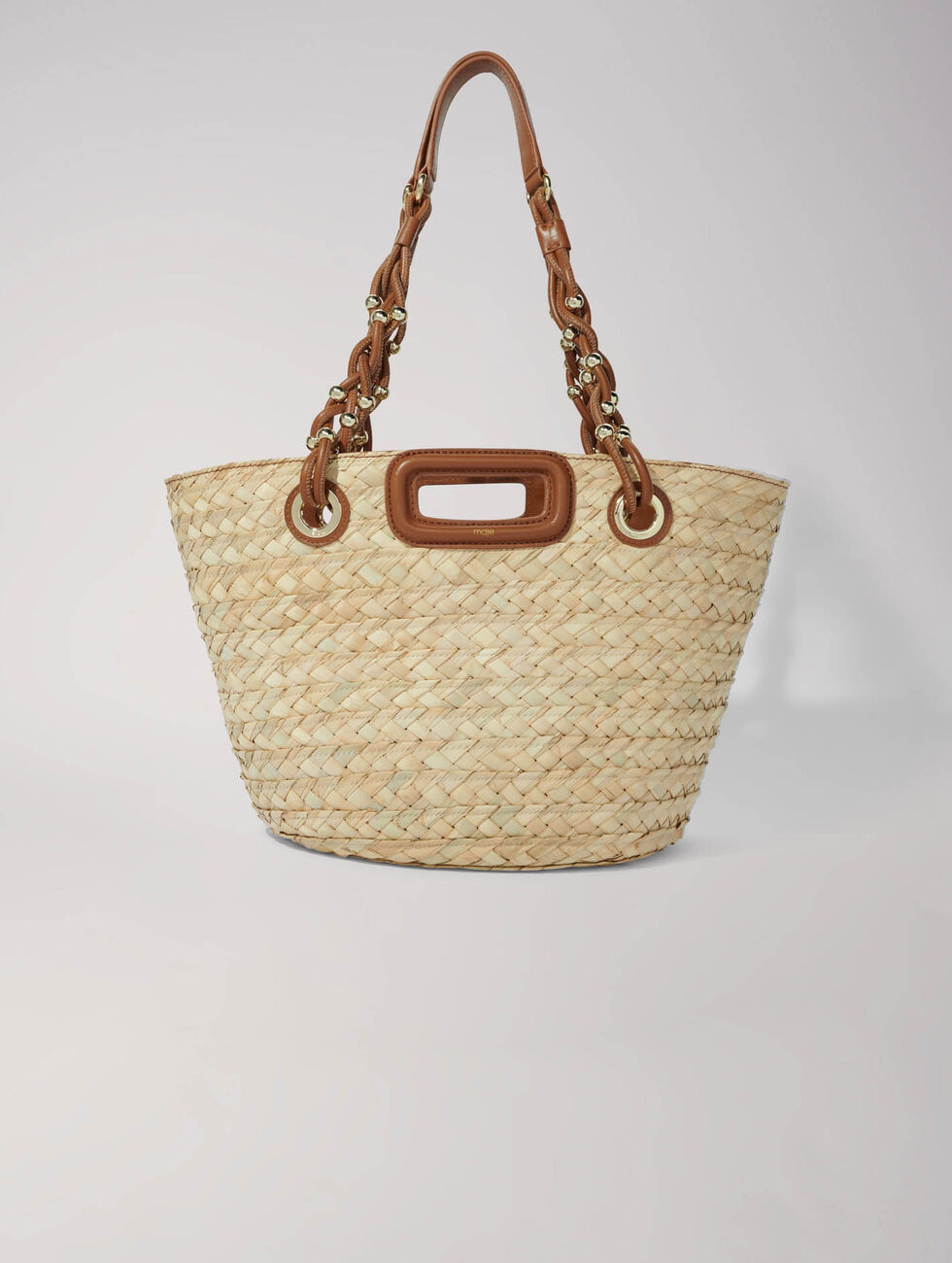 Panier tressé effet raphia marron pour femme | Maje | Maje EU