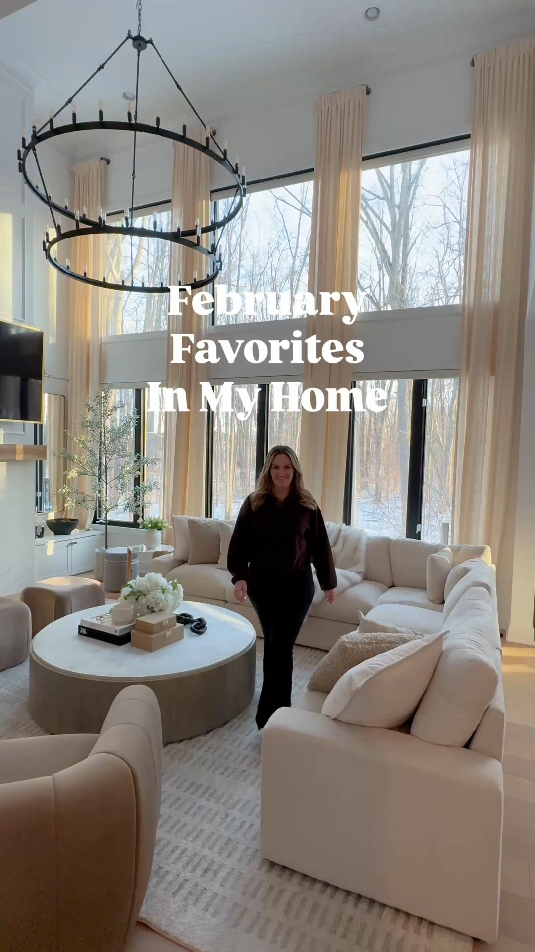 February favorite neutral furniture, rugs and decor in my home. Brown velvet swivel accent barrel chairs, velvet brown ottomans, neutral textured rug, 8 foot faux tree in pot.

#LTKHome #LTKSaleAlert