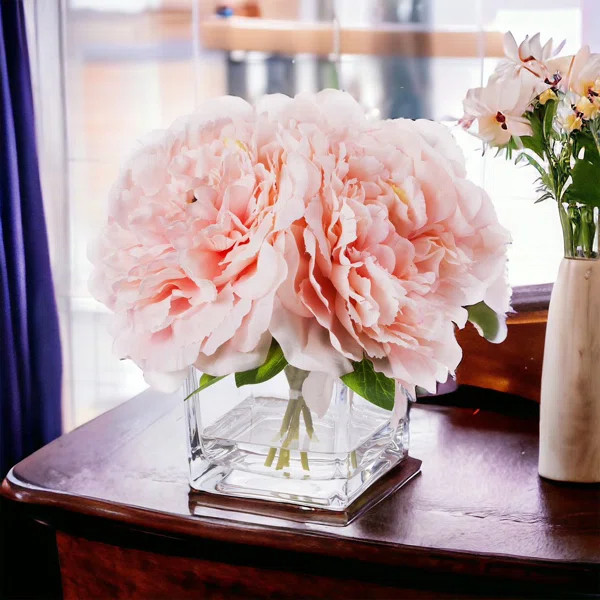 Silk Peony Arrangement in Vase | Wayfair North America