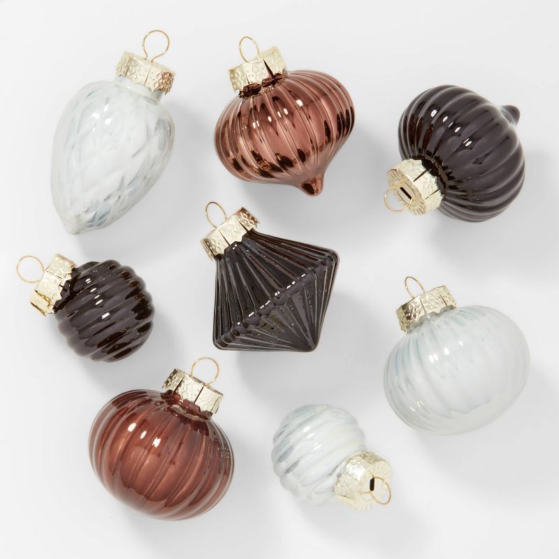8ct Glass Christmas Tree Ornament Set White/Black/Bronze - Wondershop&#8482; | Target