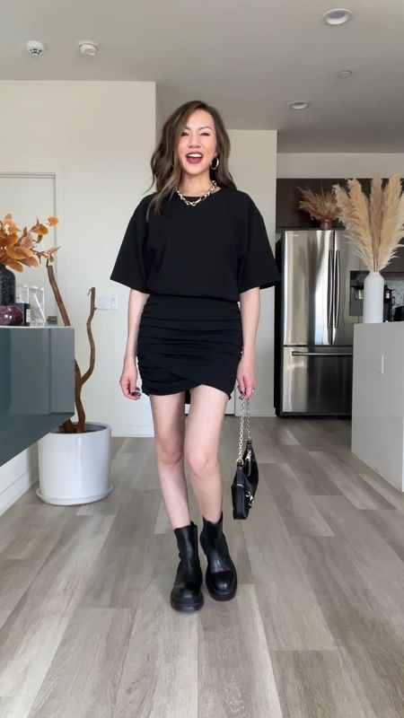 I love this T-shirt dress! Love the oversized T-shirt top and ruching in the skirt bottom. Can be styled casually with boots or dressed up with heels. A great transitional staple. I sized up one size for comfort. 

T-shirt dress, black dress, LBD, little black dress, spring dress, spring outfit, date night outfit, vacation outfit, Abercrombie, silver jewelry, The Stylizt 



#LTKstyletip #LTKsalealert #LTKfindsunder100