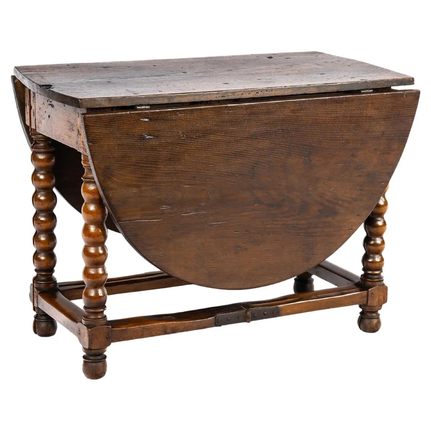 Antique 17h Century Spanish Chestnut Warm Brown Gateleg or Dropleaf Table | 1stDibs