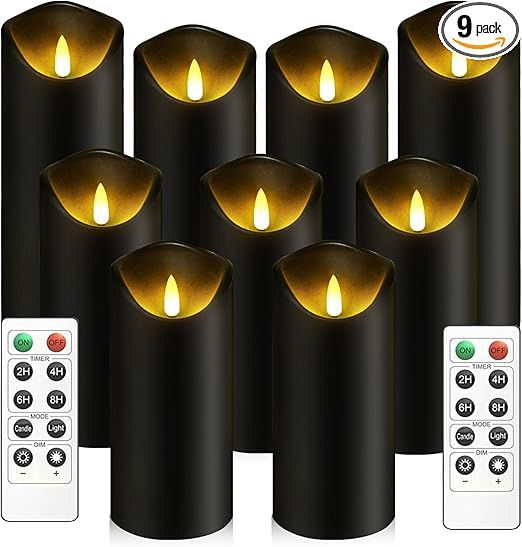 Flickering Flameless Candles, Battery Operated Acrylic LED Pillar Candles with Remote Control and... | Amazon (US)