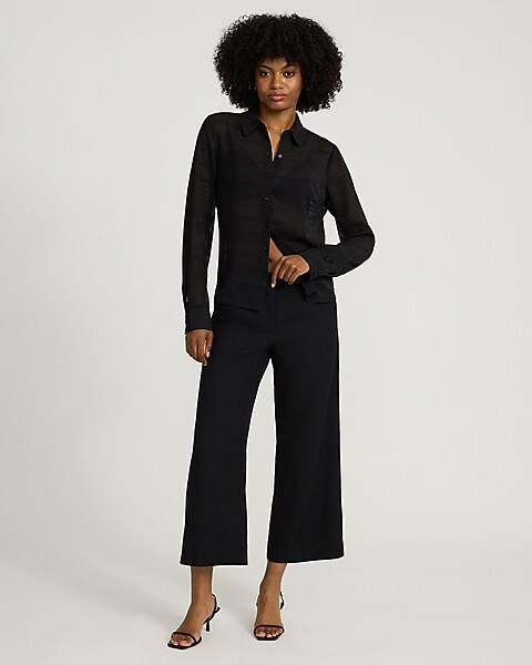 Sheer Poly Striped Portofino Shirt | Express