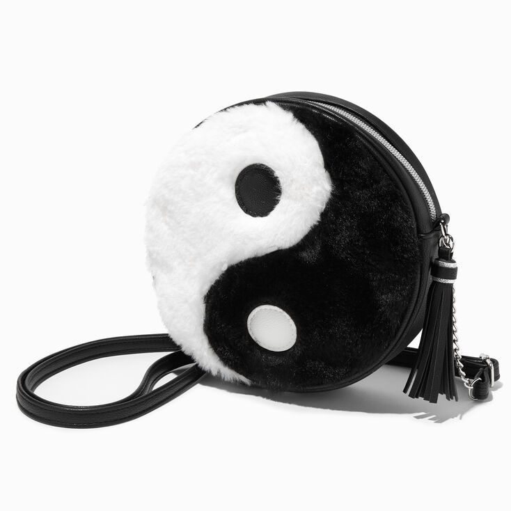 Furry Yin Yang Round Crossbody Bag | Claire's (UK)
