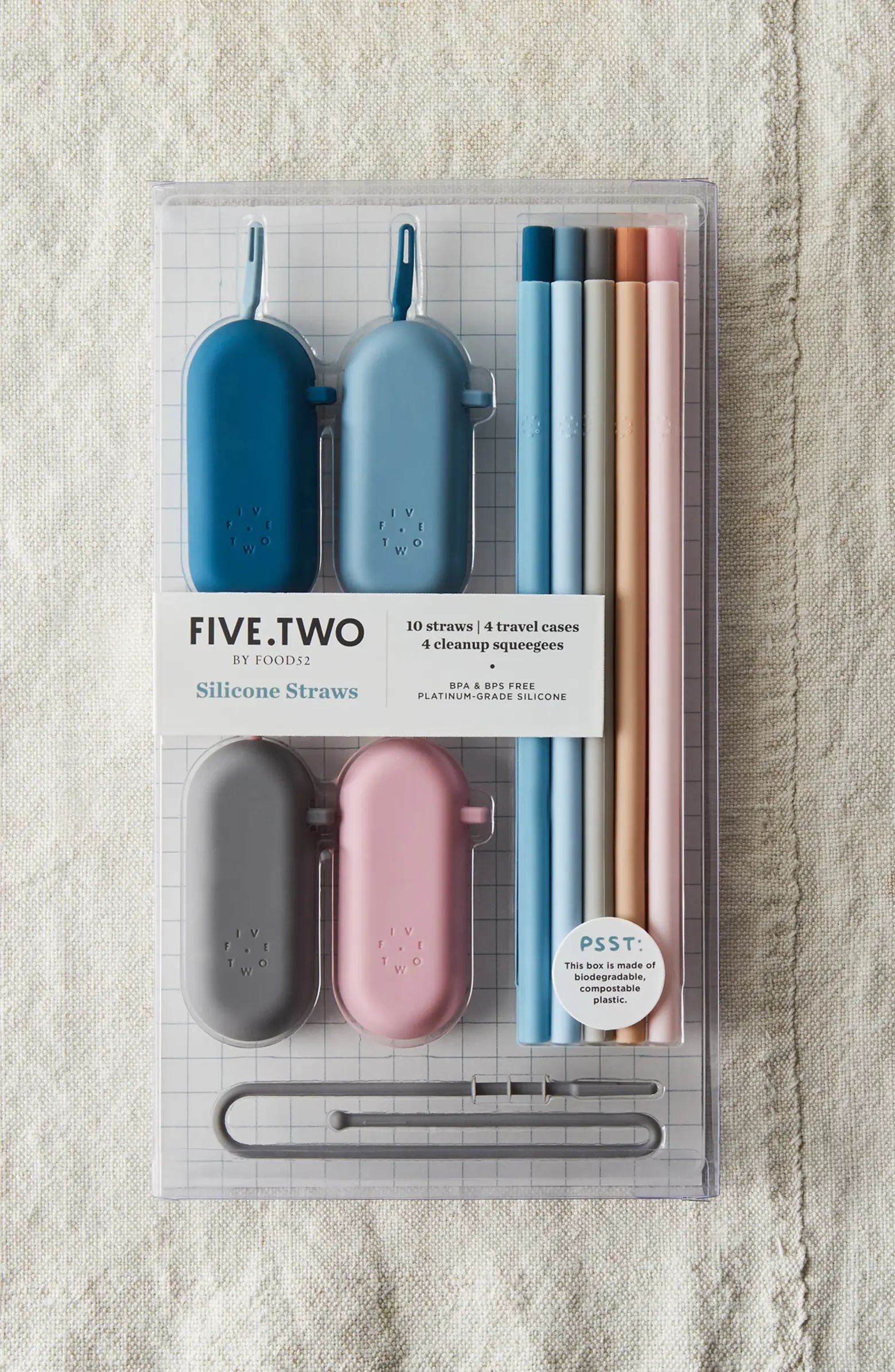 Five Two by Food52 Pack of 10 Silicone Straws & Travel Cases | Nordstrom | Nordstrom