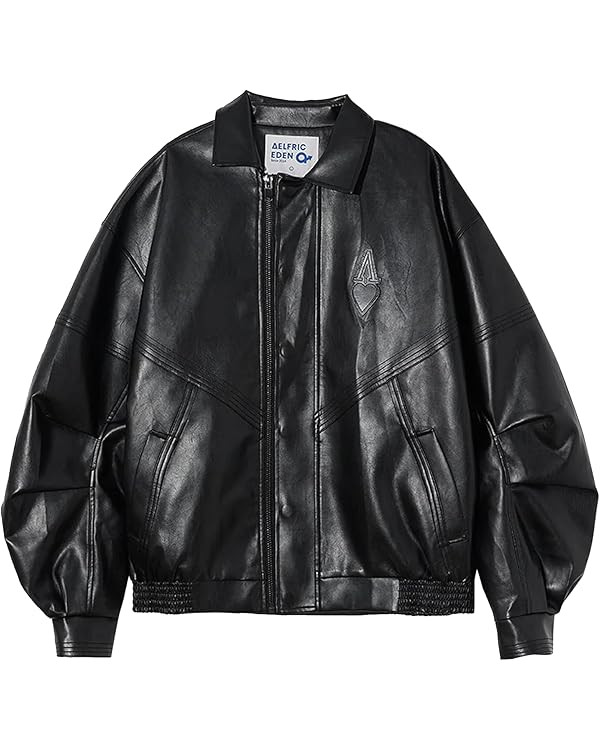 Aelfric Eden Mens Faux Leather Varsity Jacket Vintage Racing Motorcycle Graphic Bomber Jackets Ov... | Amazon (US)