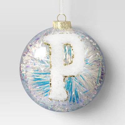 Christmas Monogram Plastic Tinsel Ball P - Wondershop™ | Target