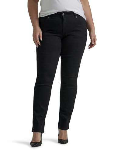 Lee Women's Plus Size Legendary Mid Rise Straight Leg Jean Black 18 Plus Petite | Amazon (US)