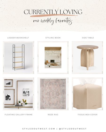 Currently Loving | Our Weekly Favorites
Ladder bookshelf, styling book, side table, floating gallery frame, Loloi rug, leather tissue box cover

#LTKhome #LTKfamily #LTKFind