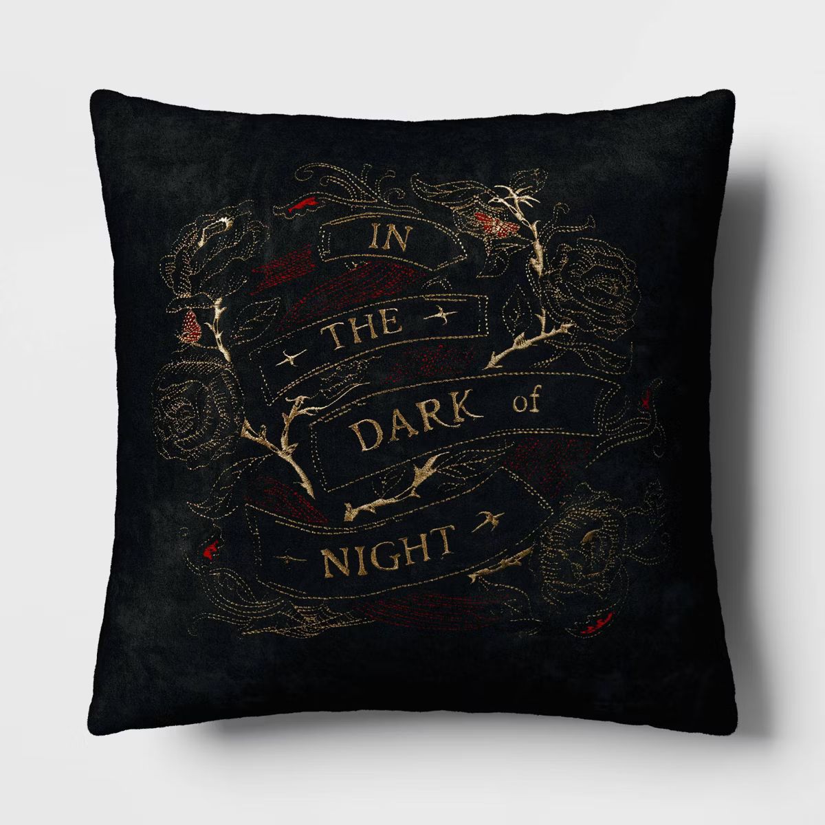 The Dark of The Night Embroidered Velvet Square Throw Pillow Black - Threshold™ | Target