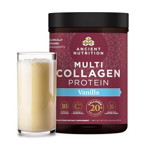 Ancient Nutrition Collagen Peptides Powder, Multi Collagen Protein, Women & Men, Vitamin C, Probiotics, Hydrolyzed Collagen, Supports Skin, Joints, Gut Health, Vanilla, 45 Servings | Amazon (US)