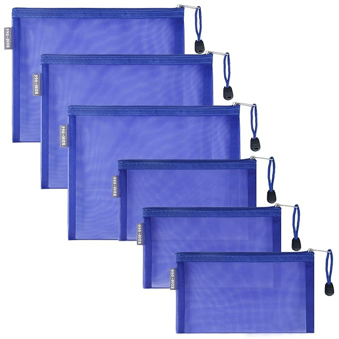 HRX Package Nylon Mesh Cosmetic Bags with Zipper, 6pcs Royal Blue Makeup Pouches Organizer Case f... | Amazon (US)