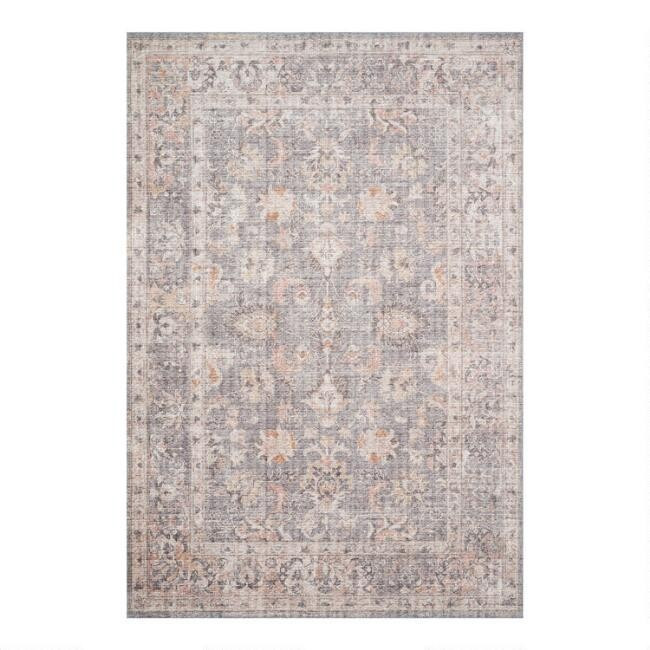 Gray Distressed Persian Style Skye Area Rug | World Market