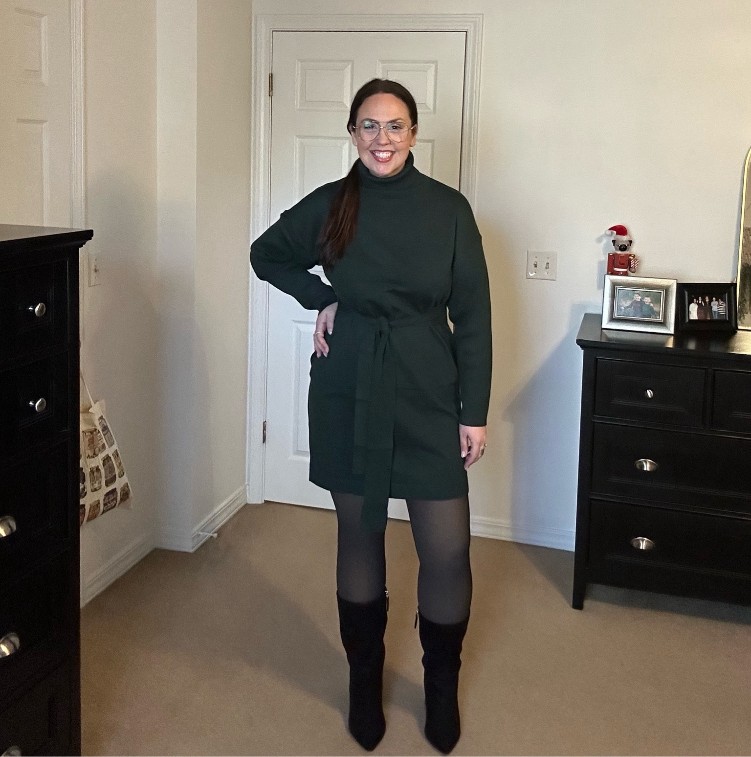 Amazon dress—xl
Fleece lined translucent tights—XL/XXL
Boots are ELOQUII Klaire wide calf; I linked similar; you likely could find exact ones on poshmark!

#LTKover40 #LTKworkwear #LTKmidsize