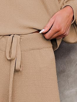 Ekouaer Knit Lounge Sets for Women 2 Piece Cozy Long Sleeve Pullover Sweater Top and Wide Leg Pan... | Amazon (US)