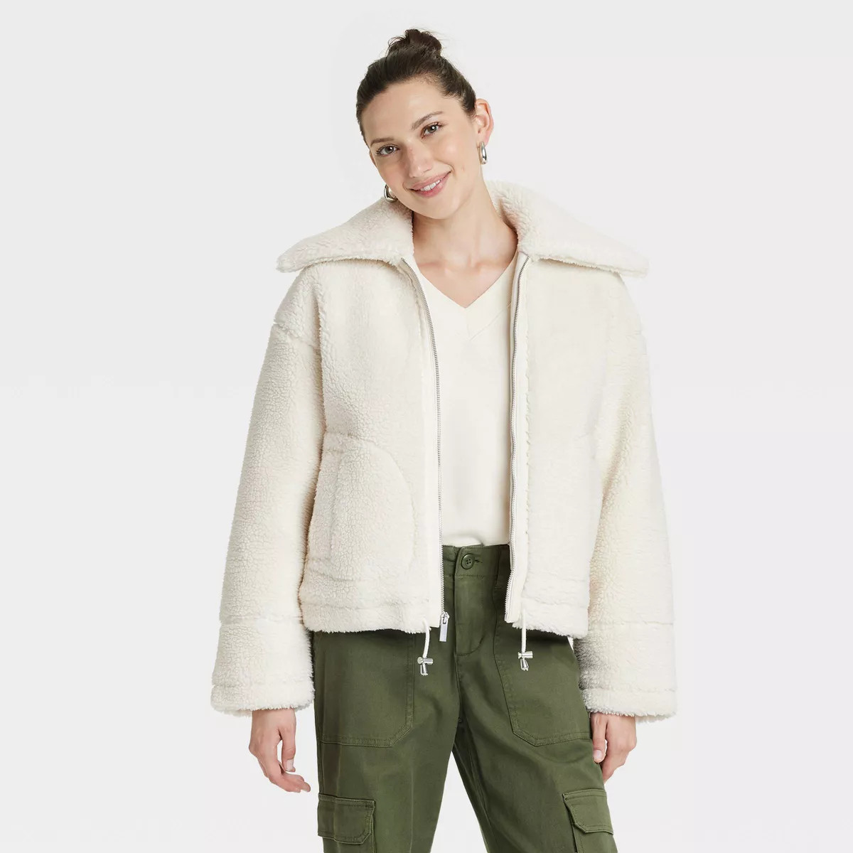 Women's Faux Shearling Coat - Universal Thread™ Cream S | Target